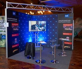 Messestand tvt-tex 3m x 3m, 2,5m hoch, Eckstand 1 / 1